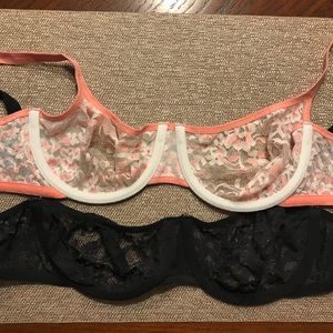 2 DKNY lace bras - unlined with underwire